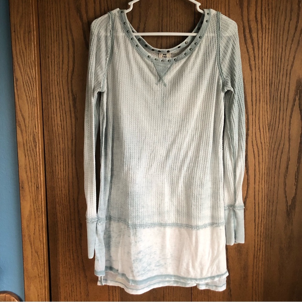 FP We The Free women’s side slit neckline stud slouchy thermal tunic top size S